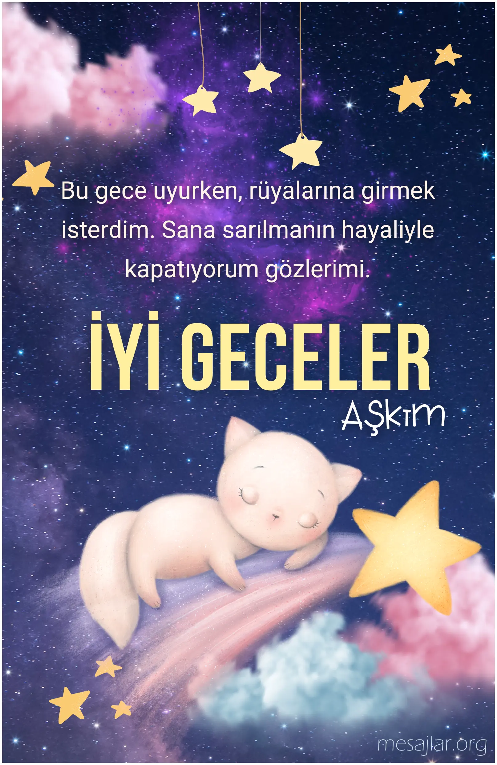 Sevgiliye iyi geceler aşkım mesajı resimli