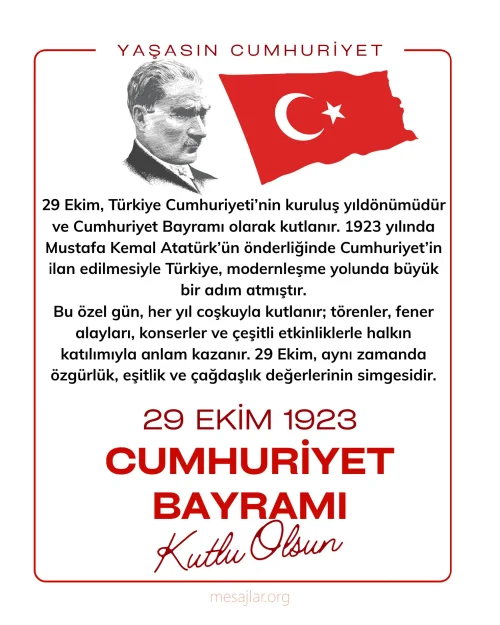 Resimli 29 Ekim Cumhuriyet Bayramı Mesajları